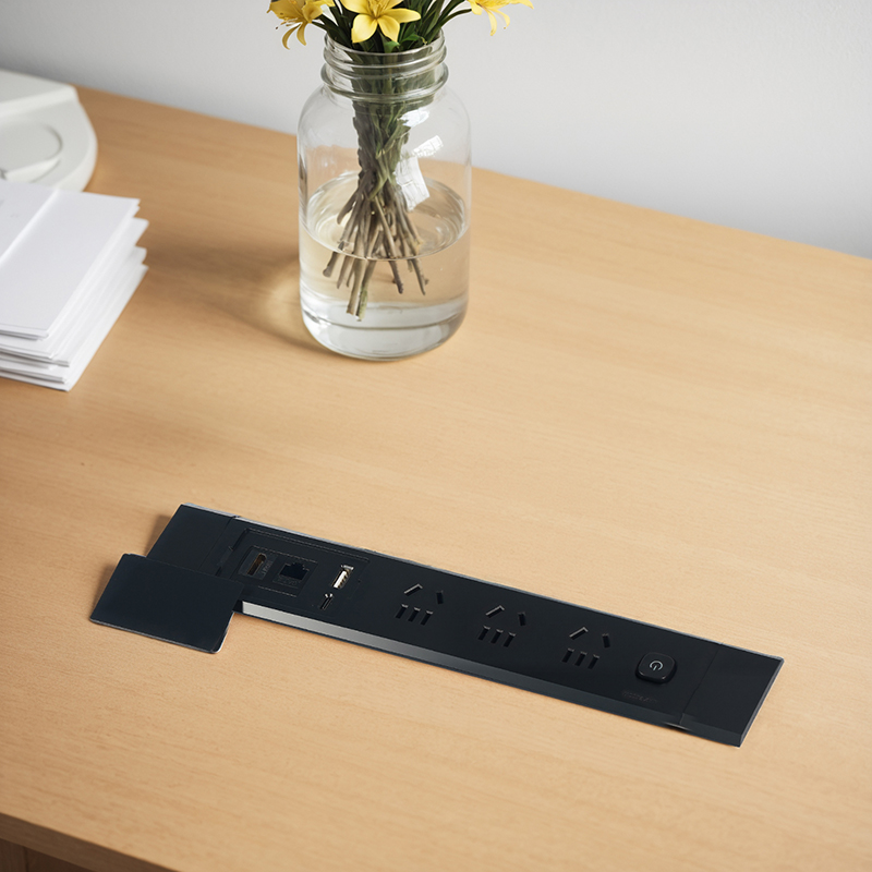 Fully plastic desktop socket three-position five-hole + USB + computer + HDMI