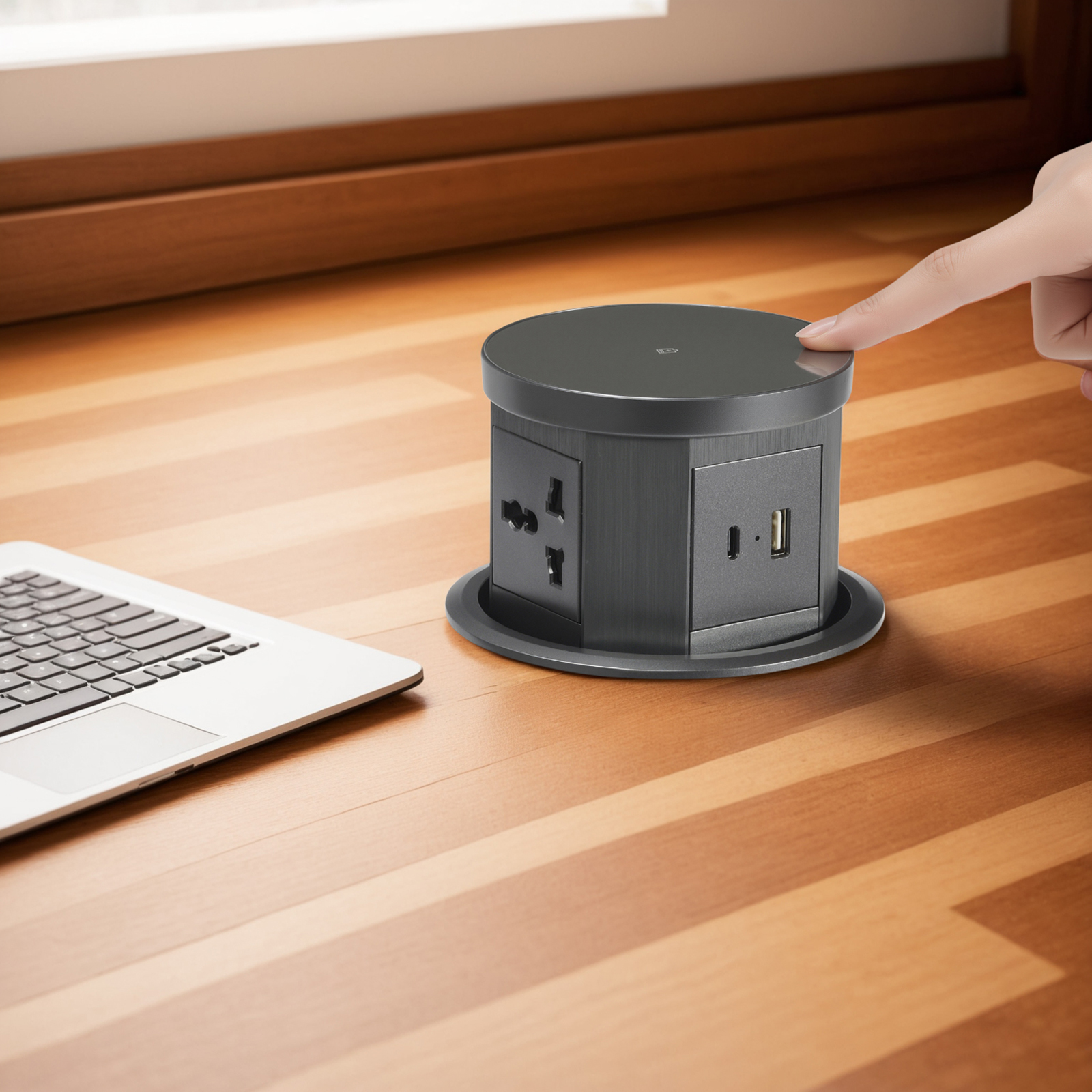W9 pneumatic lift socket universal three-plug + USB (UK standard cable)